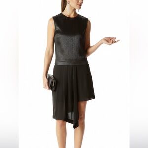 BCBGMAXAZRIA "Juliane" Asymmetrical Black Drape Mini Dress Size Medium